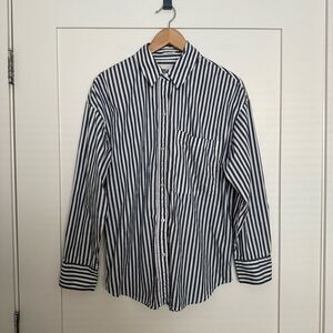 Abercrombie & Fitch Navy and White Striped Button-Down Shirt